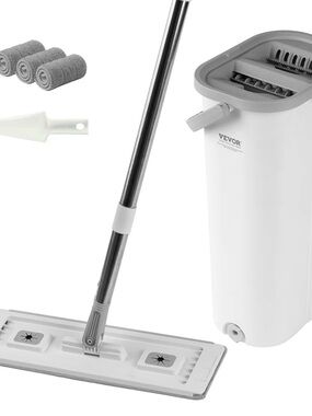 Gray Spin Mop and Bucket Cleaning System